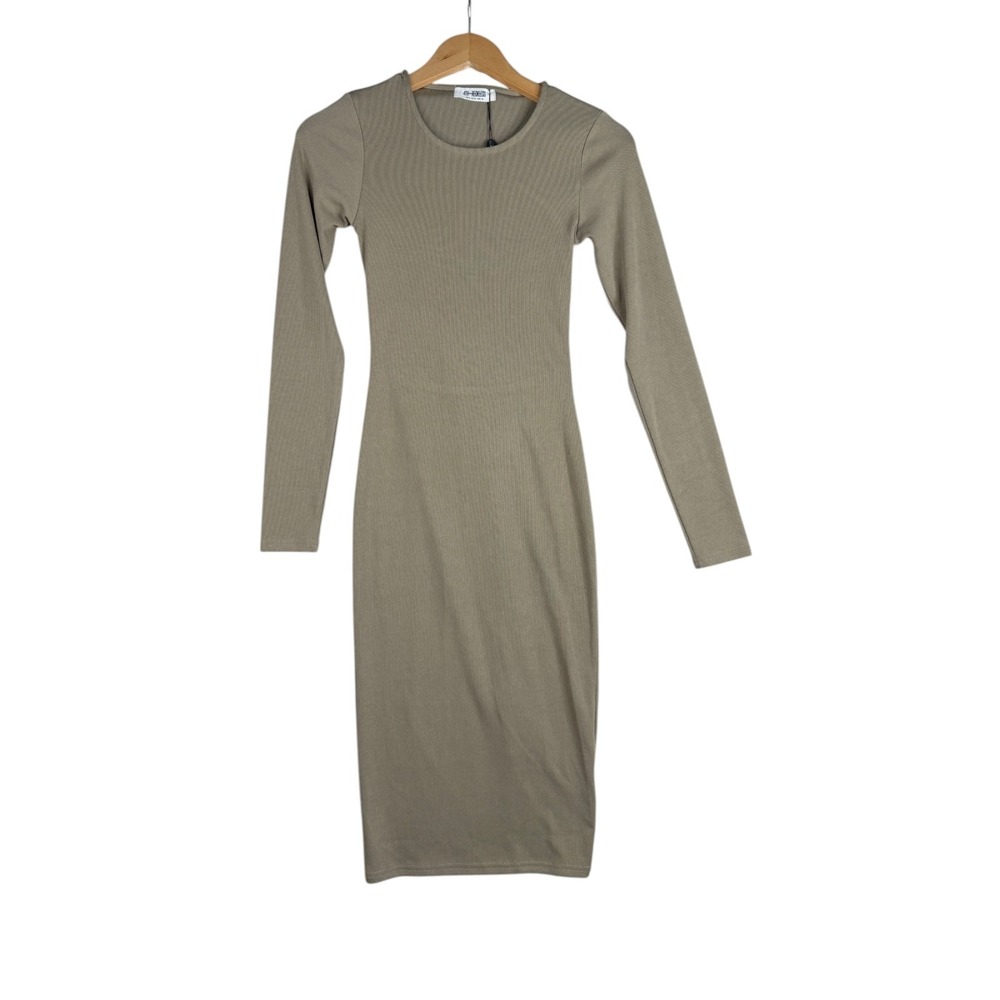 New 4th Reckless Ribbed Open Back Long Sleeve‎ Dress size XS Sage Green